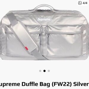 Supreme Metallic Silver Duffel Bag FW 22